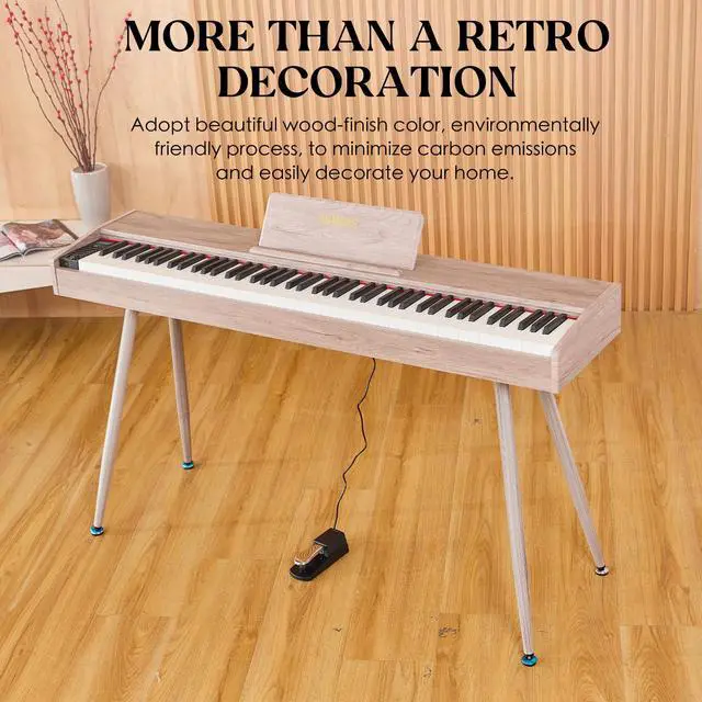 Alt view image 4 of 7 - digital Piano 88 Key Semi Weighted Keyboard,Full-size Electric Piano for Beginners,with Sheet Music Stand,Pedal,Power Adapter,Headphone Mode,USB-MIDI (Gray)