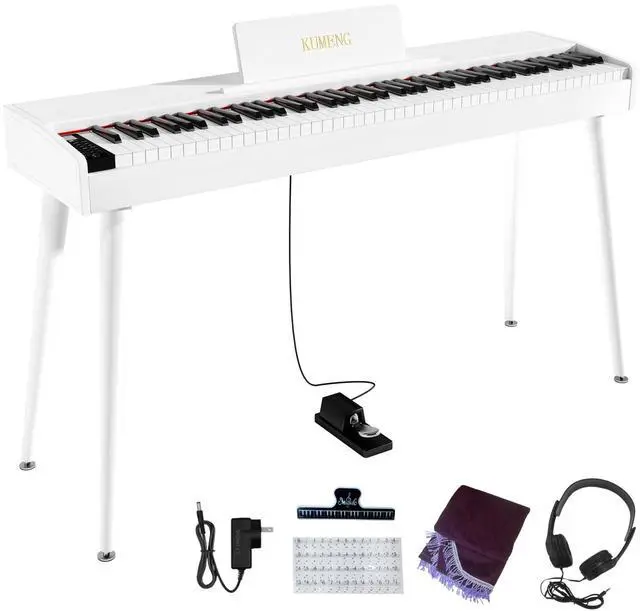 Main image of digital Piano 88 Key Semi Weighted Keyboard,Full-size Electric Piano for Beginners,with Sheet Music Stand,Pedal,Power Adapter,Headphone Mode,USB-MIDI (White)
