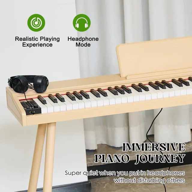 Alt view image 2 of 7 - digital Piano 88 Key Semi Weighted Keyboard,Full-size Electric Piano for Beginners,with Sheet Music Stand,Pedal,Power Adapter,Headphone Mode,USB-MIDI (KU-3506 Digital Piano with Stand)