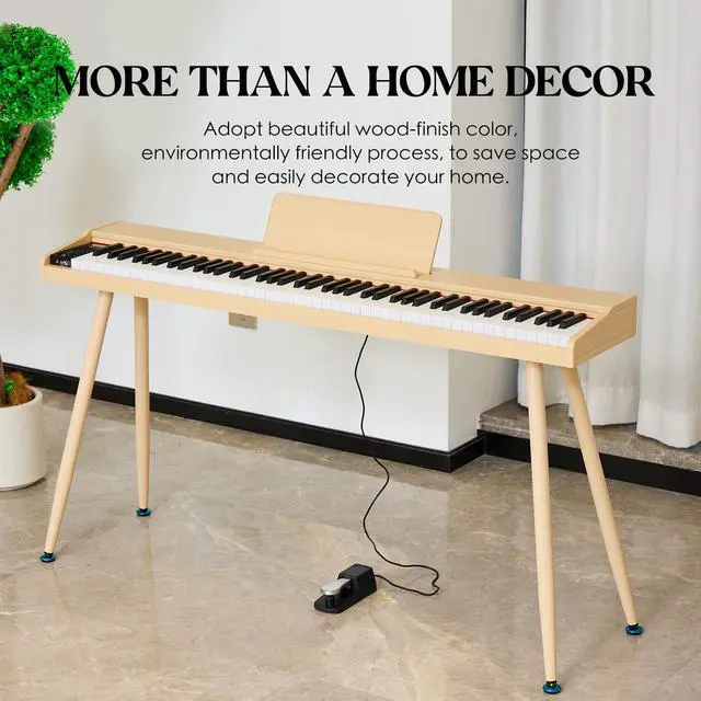 Alt view image 4 of 7 - digital Piano 88 Key Semi Weighted Keyboard,Full-size Electric Piano for Beginners,with Sheet Music Stand,Pedal,Power Adapter,Headphone Mode,USB-MIDI (KU-3506 Digital Piano with Stand)