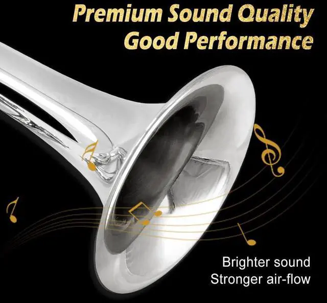 Alt view image 3 of 7 - Bb Standard Trumpet Set for Beginners or students with Carrying Hard Case, 7C Mouthpiece, Cleaning Cloth and Gloves