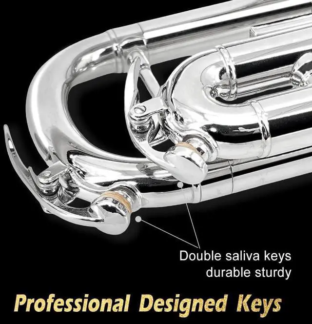 Alt view image 5 of 7 - Bb Standard Trumpet Set for Beginners or students with Carrying Hard Case, 7C Mouthpiece, Cleaning Cloth and Gloves