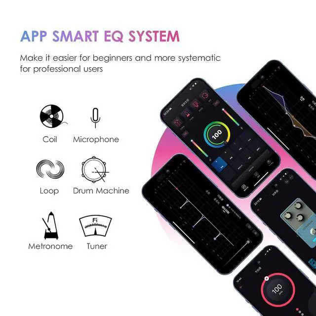 Alt view image 2 of 6 - Wireless Acoustic Guitar Pickup Resonance Preamp Pickup Creative Vibration System Enhance Guitar Timbre Built-in Rechargeable Battery Multiple Effects and Style Pattern