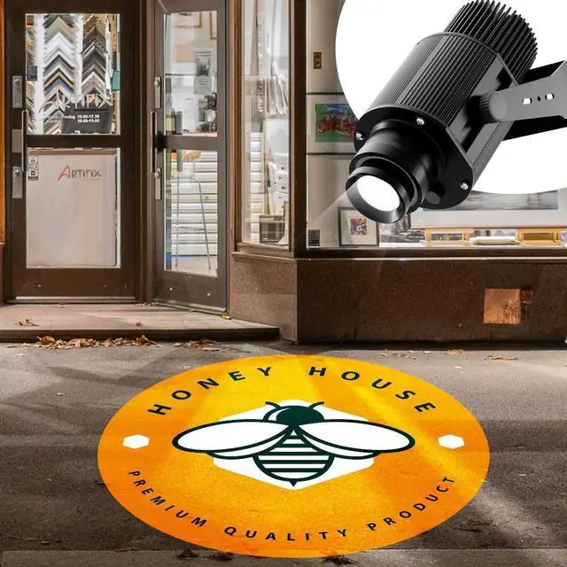 Main image of 50W Custom GOBO Logo Projector, IP67 Outdoor Logo Light for Storefronts | Custom logo lens included; remote rotating projection for storefronts, weddings, bars, stages, events and business signage