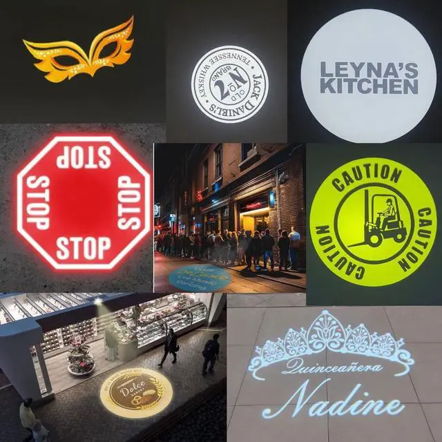 Alt view image 2 of 7 - 50W Custom GOBO Logo Projector, IP67 Outdoor Logo Light for Storefronts | Custom logo lens included; remote rotating projection for storefronts, weddings, bars, stages, events and business signage
