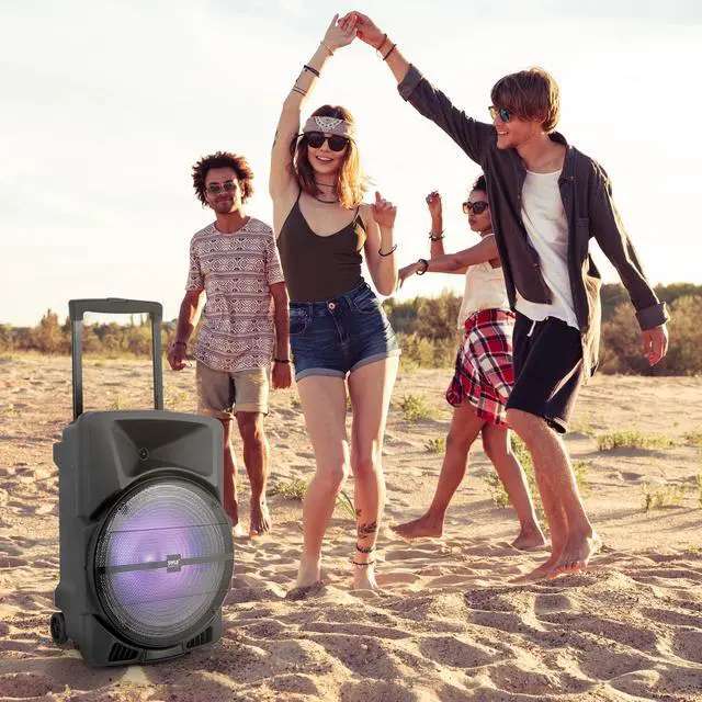 Alt view image 7 of 7 - Wireless Portable PA Speaker System -1200W High Powered Bluetooth Compatible Indoor and Outdoor DJ Sound Stereo Loudspeaker w/USB SD MP3 AUX 3.5mm Input, Flashing Party Light & FM Radio -PPHP1544B