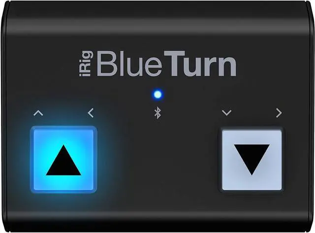 Main image of iRig BlueTurn wireless page turner, backlit silent foot switches, Bluetooth LE, iPhone iPad Mac, pedal board with 3 mode configurations for sheet music, music stands, keynote controller