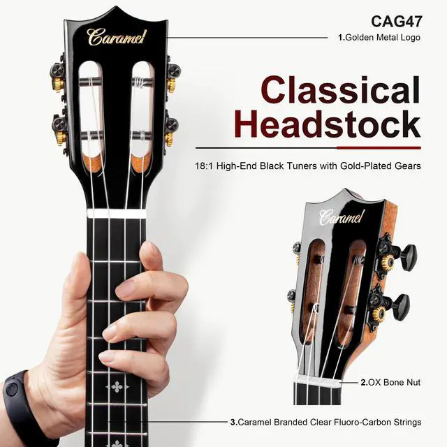 Alt view image 3 of 7 - CAG47 Glossy Red African Mahogany 23" Concert Ukulele for Beginner | Handmade Ukelele Starter Kit