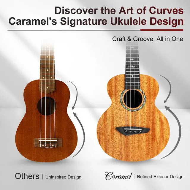 Alt view image 4 of 7 - CAG47 Glossy Red African Mahogany 23" Concert Ukulele for Beginner | Handmade Ukelele Starter Kit