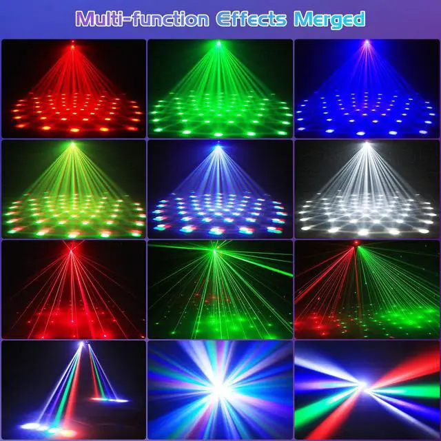 Alt view image 3 of 7 - Two-Armed Moving Head Lights with RGBW 4-in-1 Stage Lighting Effect and Starry Effect Controlled by Remote,DMX512,AUTO,Sound-Activated and Master-Slave in DJ Party Concert Church Wedding Theater