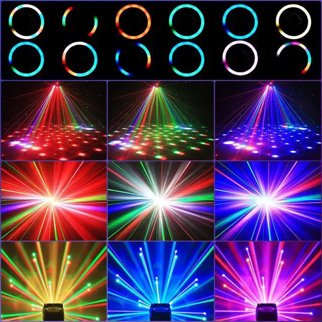 Alt view image 4 of 7 - Two-Armed Moving Head Lights with RGBW 4-in-1 Stage Lighting Effect and Starry Effect Controlled by Remote,DMX512,AUTO,Sound-Activated and Master-Slave in DJ Party Concert Church Wedding Theater