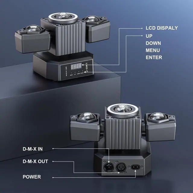 Alt view image 7 of 7 - Two-Armed Moving Head Lights with RGBW 4-in-1 Stage Lighting Effect and Starry Effect Controlled by Remote,DMX512,AUTO,Sound-Activated and Master-Slave in DJ Party Concert Church Wedding Theater