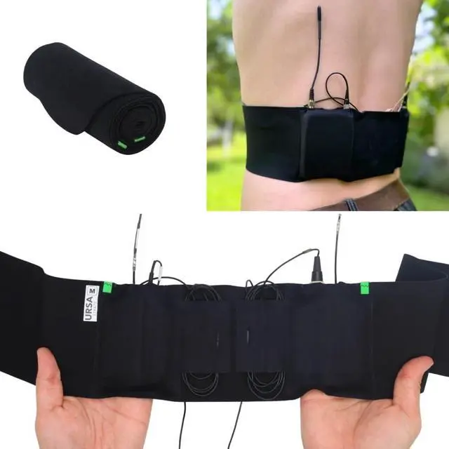 Alt view image 2 of 7 - URSA Double Pouch Waist Strap - Ultra Slim, Breathable & Stretchy Microphone Transmitter Straps. Compatible with Most Transmitter/Receivers (Black, Medium Waist)