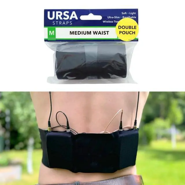 Alt view image 3 of 7 - URSA Double Pouch Waist Strap - Ultra Slim, Breathable & Stretchy Microphone Transmitter Straps. Compatible with Most Transmitter/Receivers (Black, Medium Waist)