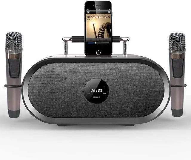 Main image of K666 Karaoke Machine with 2 UHF Wireless Mics & Echo Adjustment | Voice Enhancement, 60W, 8H Playtime, Built-in Handle, Bluetooth/AUX/USB/PC Connection,for Backyard BBQ/Camping/Outdoor Events