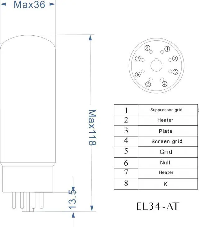 Alt view image 2 of 7 - Horizon Series EL34-AT Vacuum Tube Amplifier Matched Pair (2 Pack)
