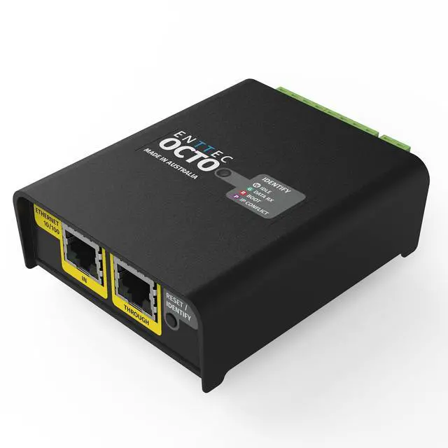 Main image of OCTO Mk2 71521 8 Universe DIN Rail EDMX to LED Pixel Converter & Controller - DMX Over Ethernet
