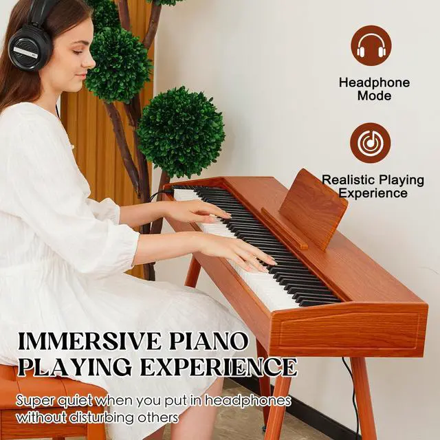 Alt view image 2 of 7 - digital Piano 88 Key Semi Weighted Keyboard,Full-size Electric Piano for Beginners,with Sheet Music Stand,Pedal,Power Adapter,Headphone Mode,USB-MIDI (KU-3506 Digital Piano with Stand)