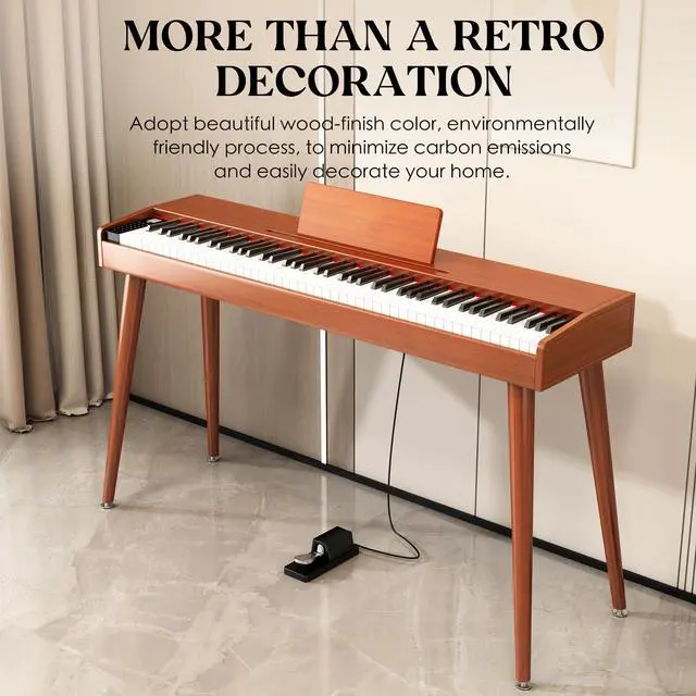 Alt view image 3 of 7 - digital Piano 88 Key Semi Weighted Keyboard,Full-size Electric Piano for Beginners,with Sheet Music Stand,Pedal,Power Adapter,Headphone Mode,USB-MIDI (KU-3506 Digital Piano with Stand)