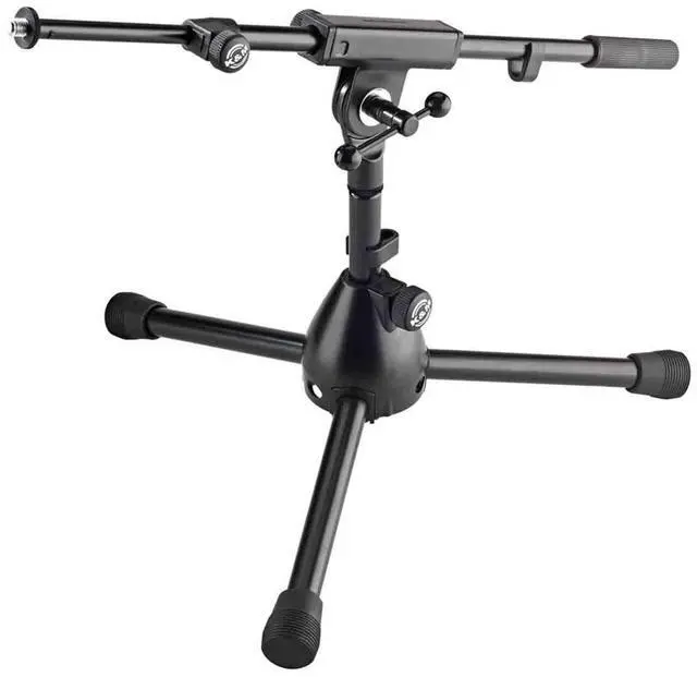 Main image of Konig & Meyer 25950.500.55 - Very Low Level Microphone Compact Stand - 2-piece Telescopic Boom Arm - Zinc Die-Cast Base - Professional Grade For All Musicians - German Made - Black