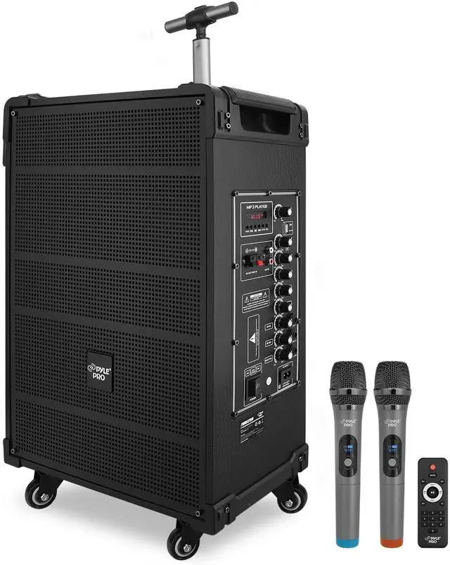 Main image of 12'' Portable Wireless Bluetooth Speaker System - Built-in Rechargeable Battery, Wireless Microphone, USB/Micro SD/FM - 80 Watt - FM Radio with Digital LED Display, PWMA1299A