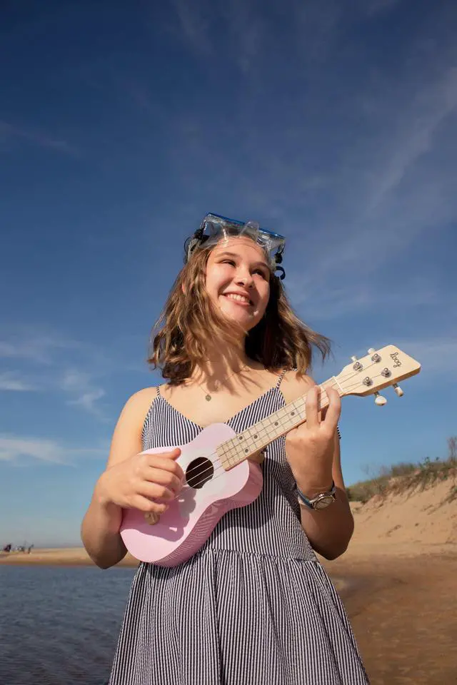Alt view image 5 of 7 - Wood Soprano Ukulele for Kids & Beginners, App & Lessons, All Ages (Pink)