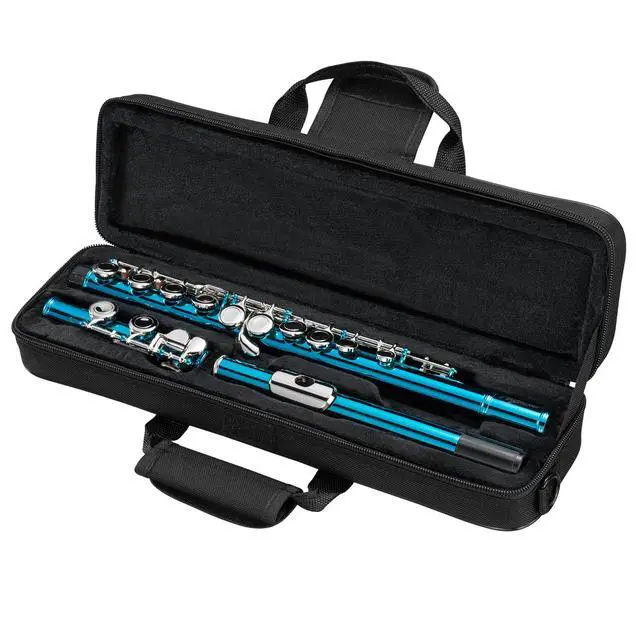 Alt view image 7 of 7 - Flutes, Closed Hole C 16 Keys Flute Instrument, Student Flute for Beginner School Orchestra Band, with Cleaning Kit, Carry Bag, Strap, Probe Rod, Gloves (Sky Blue)