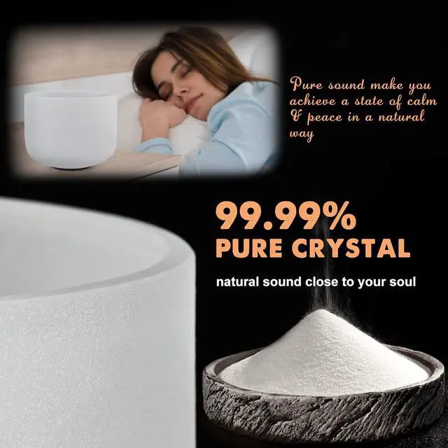 Alt view image 2 of 7 - 432HZ Crystal Singing Bowls Set of 3, 8''-12'' Crystal Sound Healing Bowl | 8'' B Crown Chakra, 10'' E Solar Plexus Chakra, 12'' C Root Chakra, Meditation,Relaxation,Included Carry Bags and Mallets