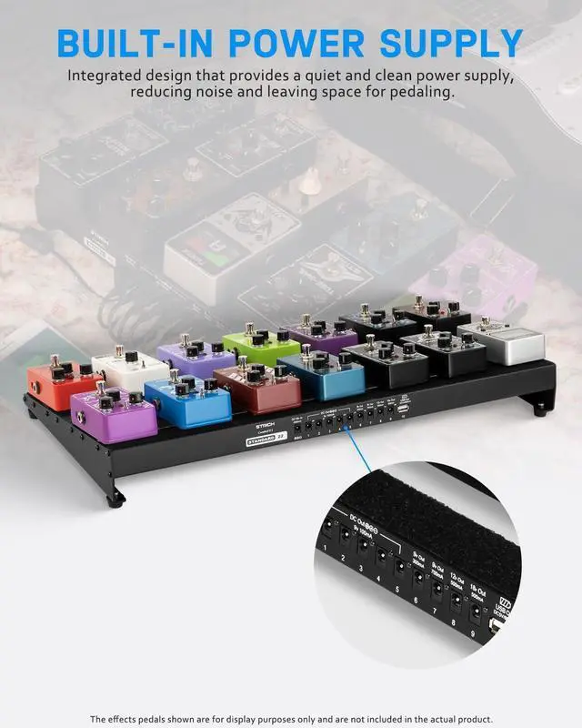 Alt view image 2 of 7 - Pedal Board with Built-in Power Supply, Guitar Pedalboard 22" x 11" Lightweight 3.31lb Aluminum Alloy with Pedal Cables, Bag, Hook Loop Strips STANDARD 22
