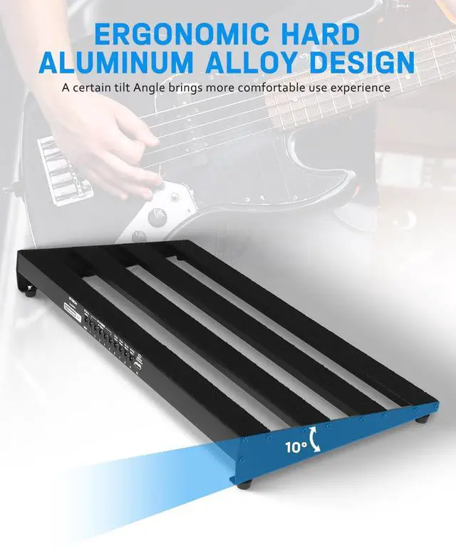 Alt view image 4 of 7 - Pedal Board with Built-in Power Supply, Guitar Pedalboard 22" x 11" Lightweight 3.31lb Aluminum Alloy with Pedal Cables, Bag, Hook Loop Strips STANDARD 22