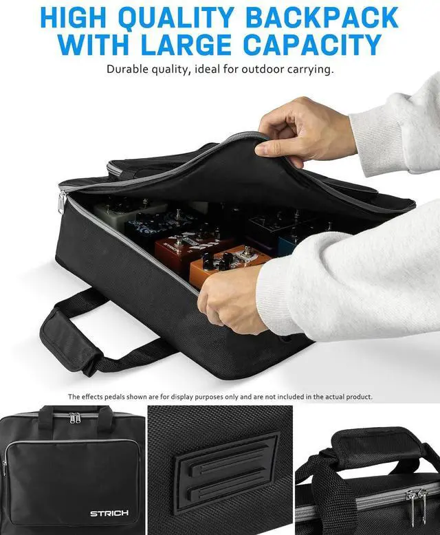 Alt view image 6 of 7 - Pedal Board with Built-in Power Supply, Guitar Pedalboard 22" x 11" Lightweight 3.31lb Aluminum Alloy with Pedal Cables, Bag, Hook Loop Strips STANDARD 22