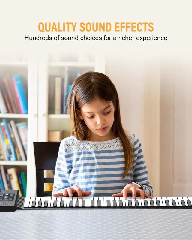 Alt view image 5 of 7 - 61 Key Roll Up Piano,Upgraded Portable Rechargeable Hand Roll Piano with Silicon Flexible Keyboard, MIDI Output, Headphone Connection, 128 Rhythms,Best Gift for Beginners