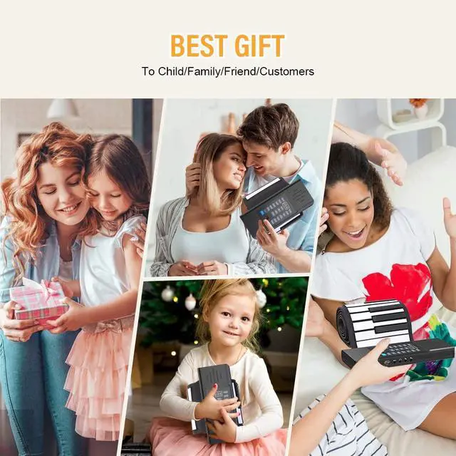 Alt view image 7 of 7 - 61 Key Roll Up Piano,Upgraded Portable Rechargeable Hand Roll Piano with Silicon Flexible Keyboard, MIDI Output, Headphone Connection, 128 Rhythms,Best Gift for Beginners