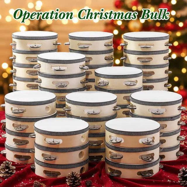 Alt view image 3 of 7 - 50 Pcs 6 Inch Tambourine Bulk Drum for Adults Operation Christmas Bulk Items Hand Held Percussion Gift Wood Metal Jingles Musical Educational Drum Instrument for Church Wedding Charity Party