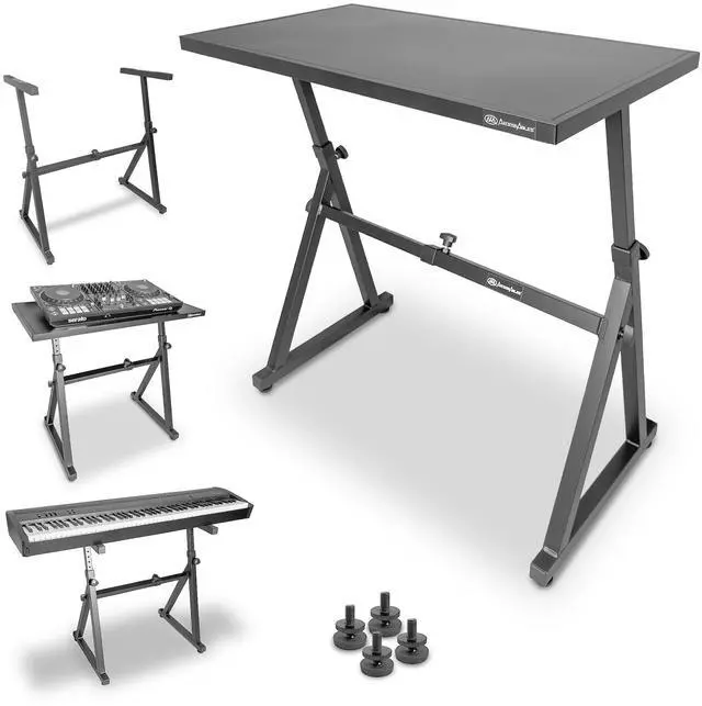 Main image of AxcessAbles Adjustable Piano Keyboard Stand and DJ Controller Desk Removable 36"x19.4" Steel Tabletop, Height Adjustable Music Workstation for Mixers, Synths, Recording, and Live Performance