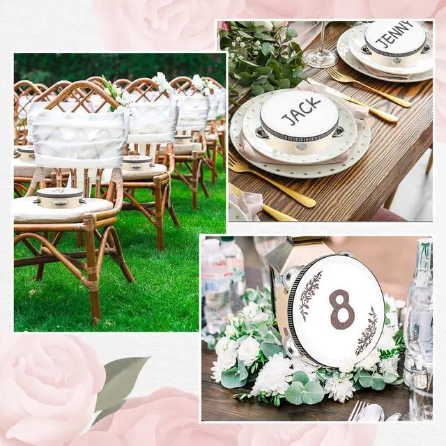 Alt view image 6 of 7 - 50 Pcs 6 Inch Tambourine Bulk Drum for Adults Operation Christmas Bulk Items Hand Held Percussion Gift Wood Metal Jingles Musical Educational Drum Instrument for Church Wedding Charity Party