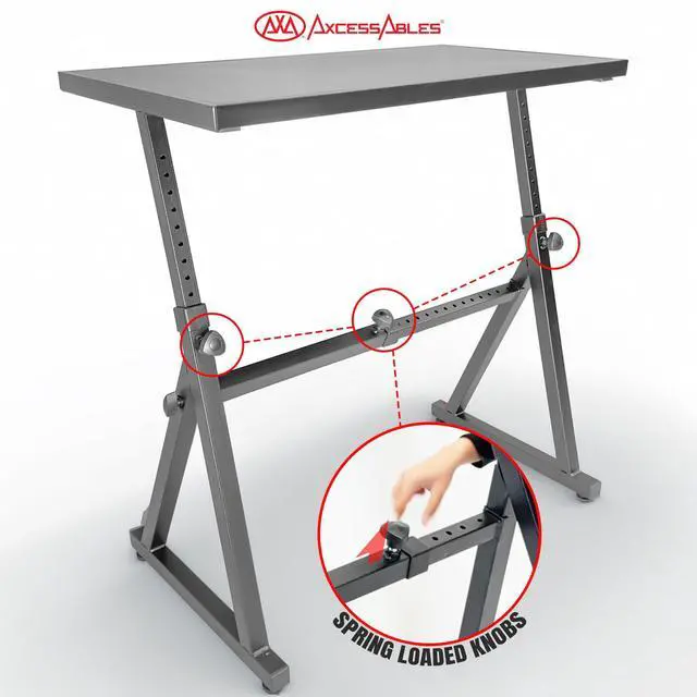 Alt view image 5 of 7 - AxcessAbles Adjustable Piano Keyboard Stand and DJ Controller Desk Removable 36"x19.4" Steel Tabletop, Height Adjustable Music Workstation for Mixers, Synths, Recording, and Live Performance
