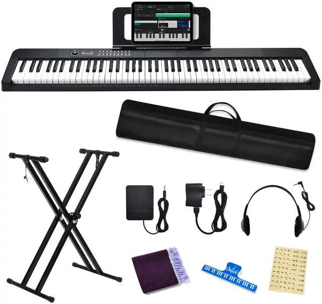 Main image of 88 Key Keyboard Piano Electric Keyboard, 88 Key Digital Piano for for Beginner, with Power Adapter, Sustain Pedal, Stand, Bluetooth, Carrying Case, Headphones, USB-MIDI, for at Home/Stage