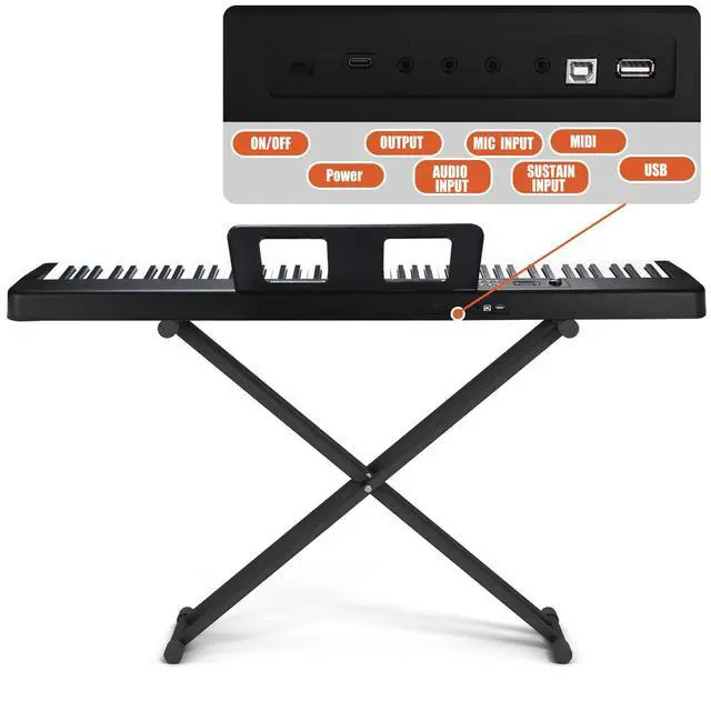 Alt view image 3 of 7 - 88 Key Keyboard Piano Electric Keyboard, 88 Key Digital Piano for for Beginner, with Power Adapter, Sustain Pedal, Stand, Bluetooth, Carrying Case, Headphones, USB-MIDI, for at Home/Stage