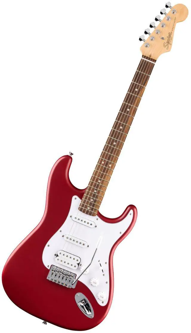 Main image of Squier Debut Stratocaster HSS Beginner Electric Guitar, Dakota Red | Starter electric guitar for kids and adults, HSS pickups, free lessons included, satin finish