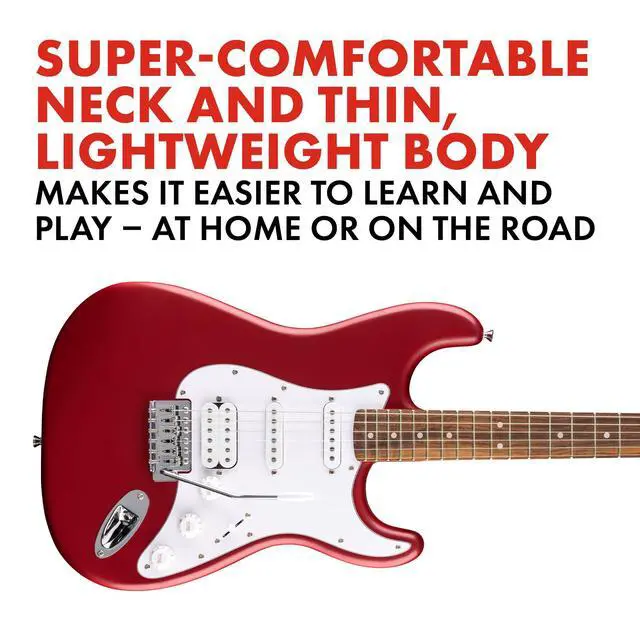 Alt view image 3 of 5 - Squier Debut Stratocaster HSS Beginner Electric Guitar, Dakota Red | Starter electric guitar for kids and adults, HSS pickups, free lessons included, satin finish