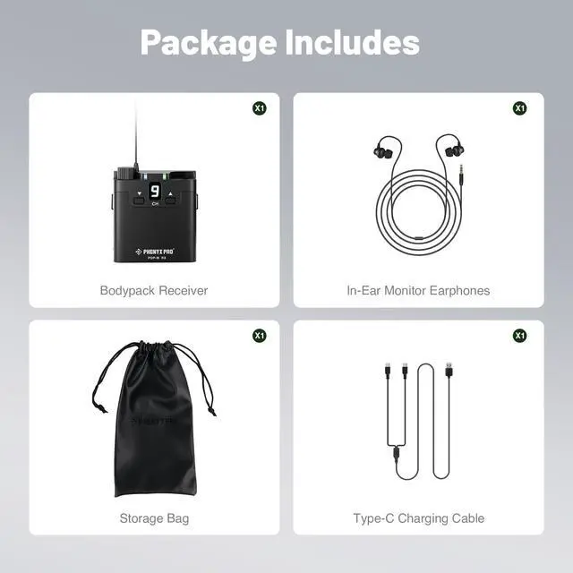 Alt view image 4 of 4 - Portable in-Ear Monitor Beltpack Receiver PMR-P-900 | 16 UHF Frequencies, Rechargeable Battery, PDP-M Wireless IEM Compatible