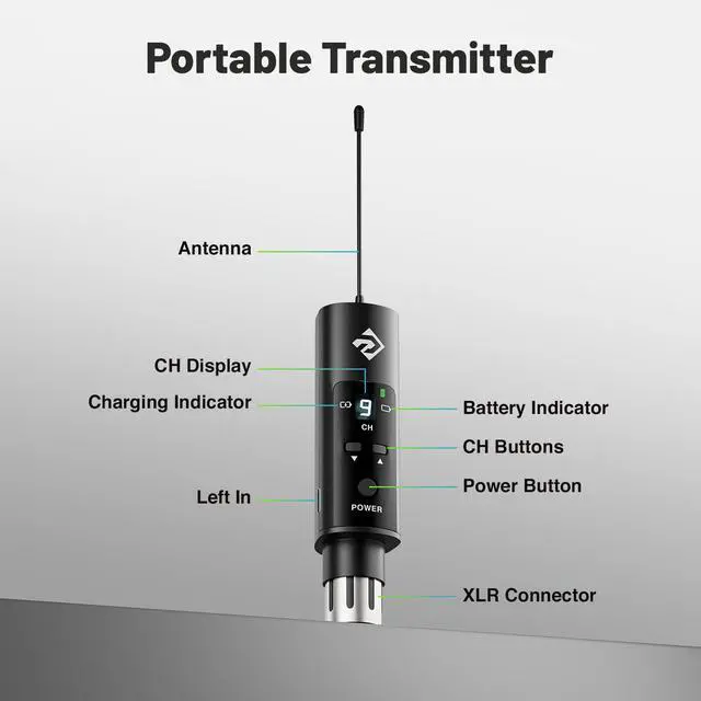 Alt view image 2 of 4 - Portable in-Ear Monitor Transmitter PMT-P-900 | 24-bit/48kHz Digital Circuit, 16 UHF Channels, Rechargeable Battery, PDP-M Compatible, Stage Monitoring, Live Performance