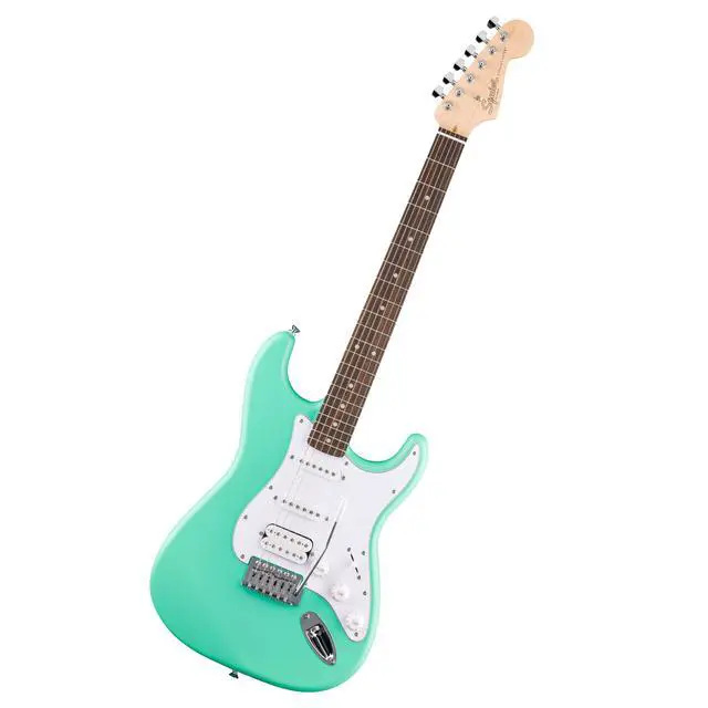 Alt view image 4 of 6 - Squier Debut Stratocaster HSS Beginner Electric Guitar, Sea Foam | Starter electric guitar, HSS pickups, satin urethane finish, free lessons included, kids and adults