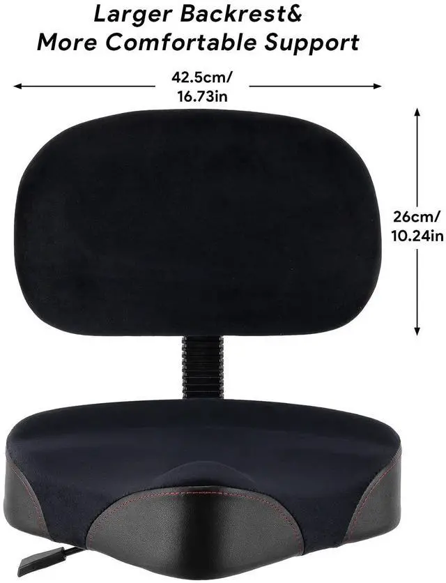 Alt view image 2 of 7 - Drum Throne with Backrest Drum Chair, Portable Removable Drum Throne Seat Motorcycle Style Hydraulic Drum Stool for Adults with Adjustable Backrest & Memory Foam (Black Velvet)