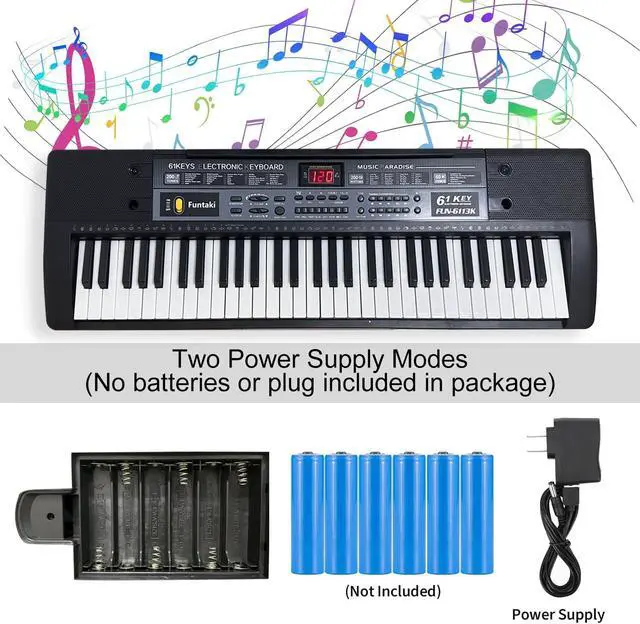 Alt view image 2 of 7 - 61 Key Electronic Keyboard Piano with Lighted Up Keys, Musical Mini Keyboard Piano with keyboard stand, Digital Portable Synthesizer Keyboards for Beginners Kids Adults (Black)