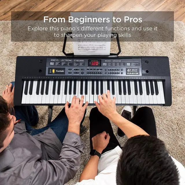 Alt view image 6 of 7 - 61 Key Electronic Keyboard Piano with Lighted Up Keys, Musical Mini Keyboard Piano with keyboard stand, Digital Portable Synthesizer Keyboards for Beginners Kids Adults (Black)