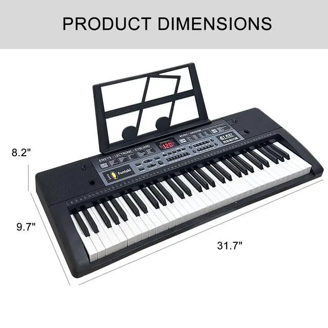Alt view image 7 of 7 - 61 Key Electronic Keyboard Piano with Lighted Up Keys, Musical Mini Keyboard Piano with keyboard stand, Digital Portable Synthesizer Keyboards for Beginners Kids Adults (Blue)