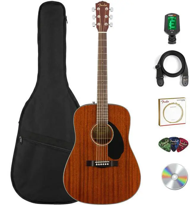 Main image of CD-60S Solid Top Dreadnought Acoustic Guitar - All Mahogany Bundle with Gig Bag, Tuner, Strap, Strings, Picks, and Austin Bazaar Instructional DVD