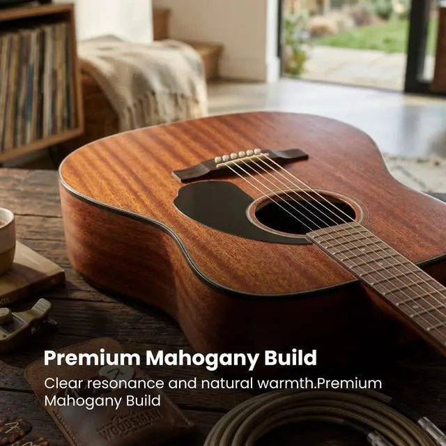 Alt view image 5 of 7 - CD-60S Solid Top Dreadnought Acoustic Guitar - All Mahogany Bundle with Gig Bag, Tuner, Strap, Strings, Picks, and Austin Bazaar Instructional DVD